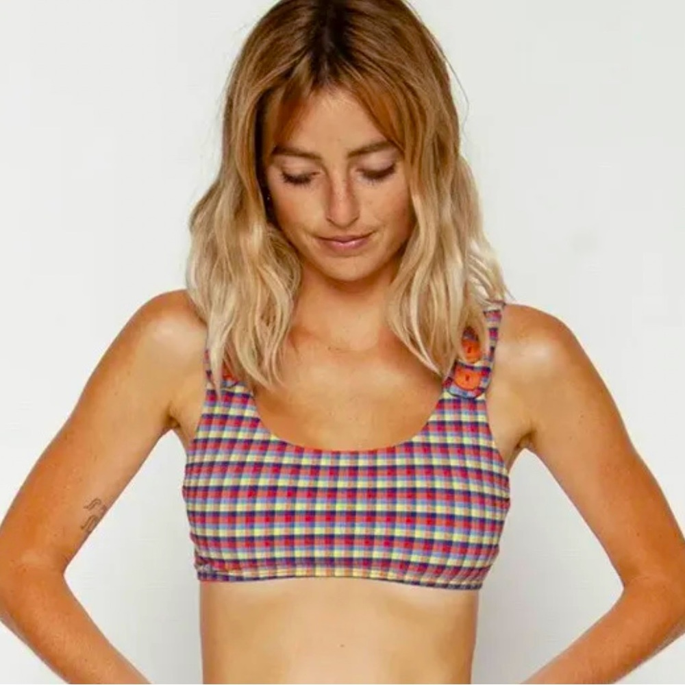 NWOT Seea x Free People Georgia Torquay bikini top Buttons Size L